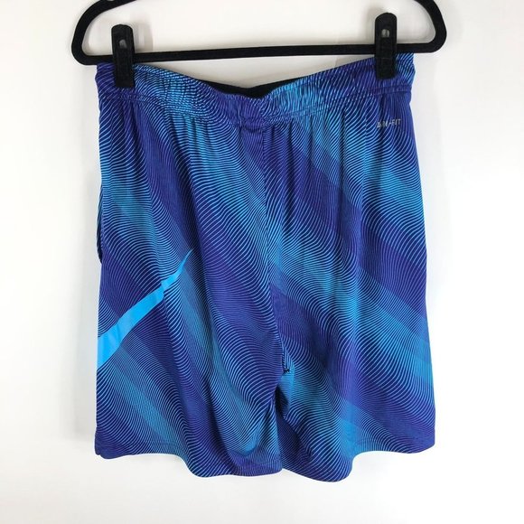 Nike Men's Blue DriFit Elastic Waist Logo Swoosh Activewear Shorts Size Large - Picture 3 of 4